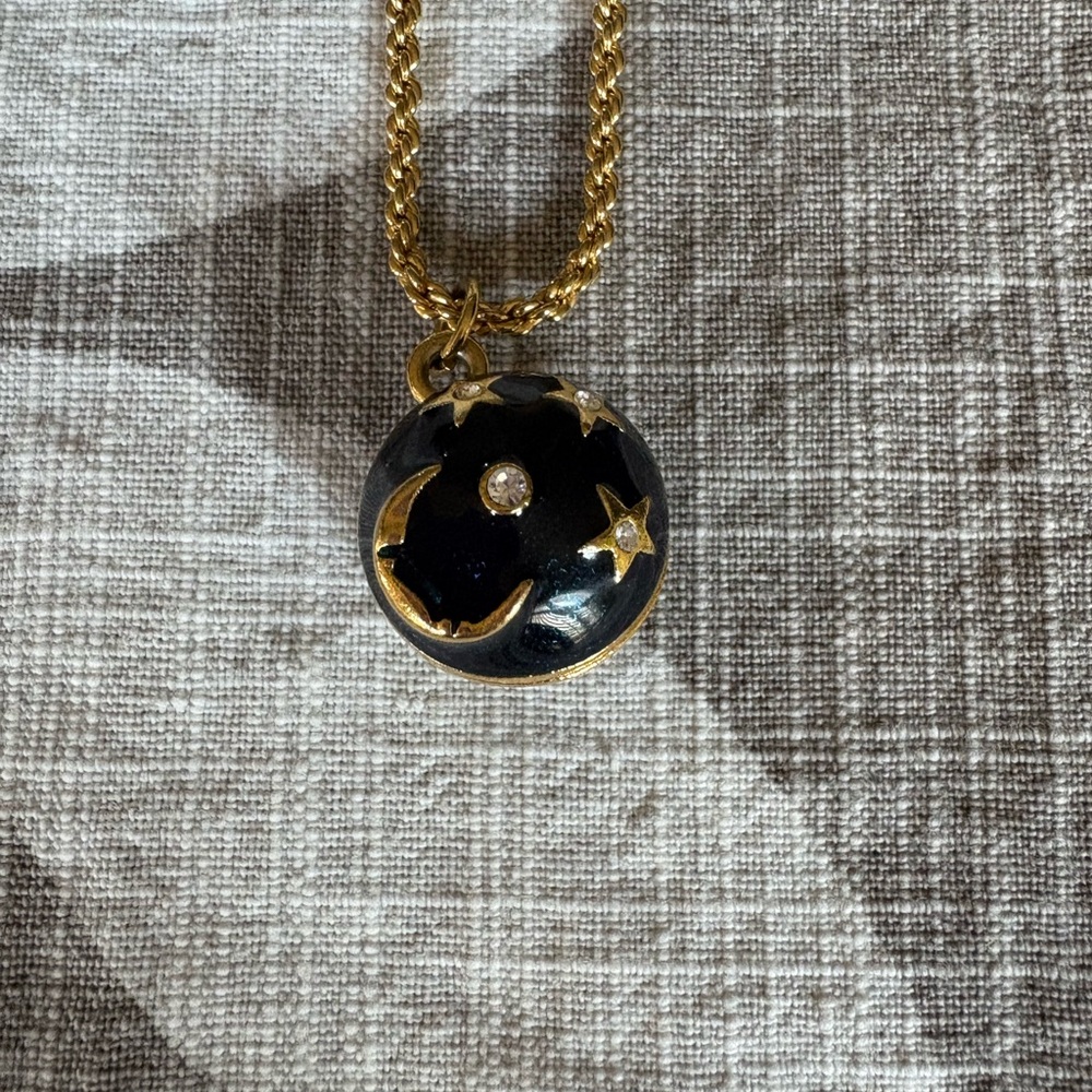 Blue Enamel Crystal Moon and Stars pendant necklace - Picture 2 of 2